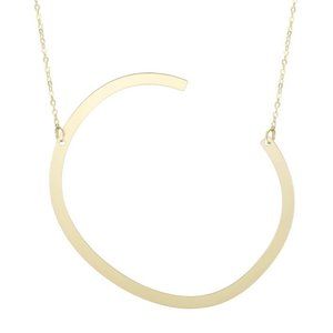 14K Gold Large Initial C Necklace, 18 Inch